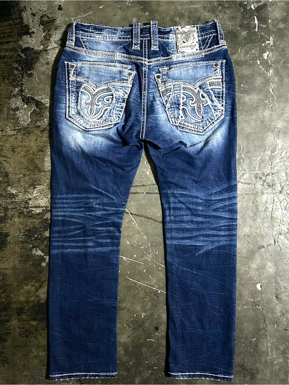 Men’s SIZE 34 Rock Revival y2k distressed jeans